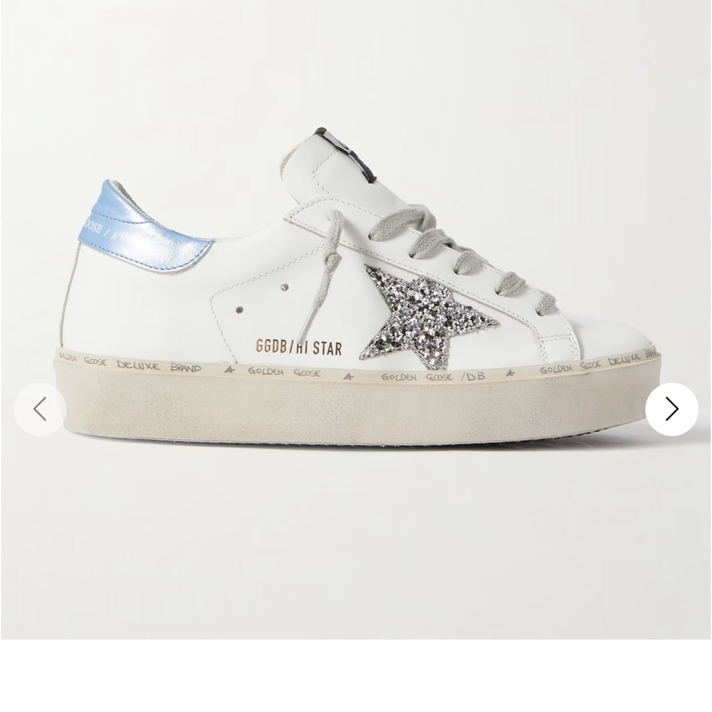 Golden Goose Hi Star distressed glittered sneakers - Sz 39